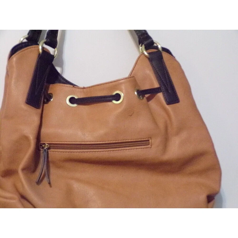 Liz Claiborne‎ Leather Handbag Brown & Black w/Gold Accents